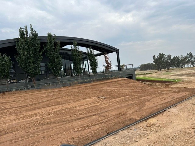 Ground preparation and levelling before the next landscape layer was installed.